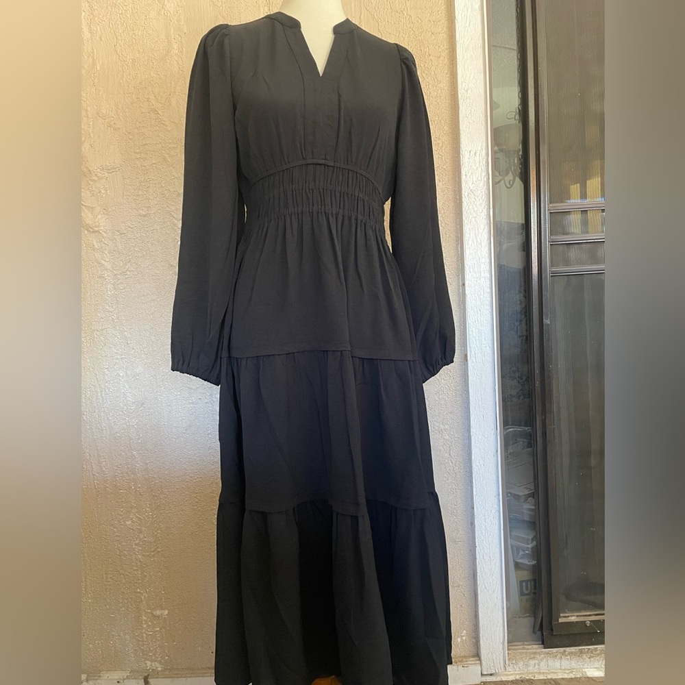 JODIFL Black Maxi Dress with Smocked Waist